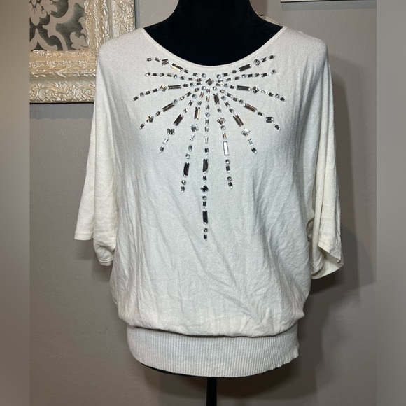 Boston Proper Tops - Boston Proper Embellished White Women's Top